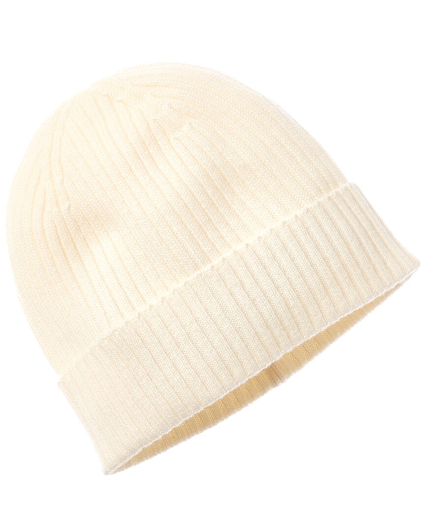 Amicale Cashmere Rib Knit Cuffed Cashmere Hat In Neutral