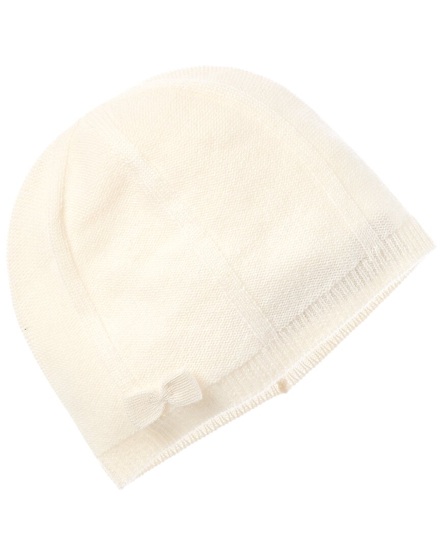 Amicale Cashmere Bow Cashmere Beanie In White