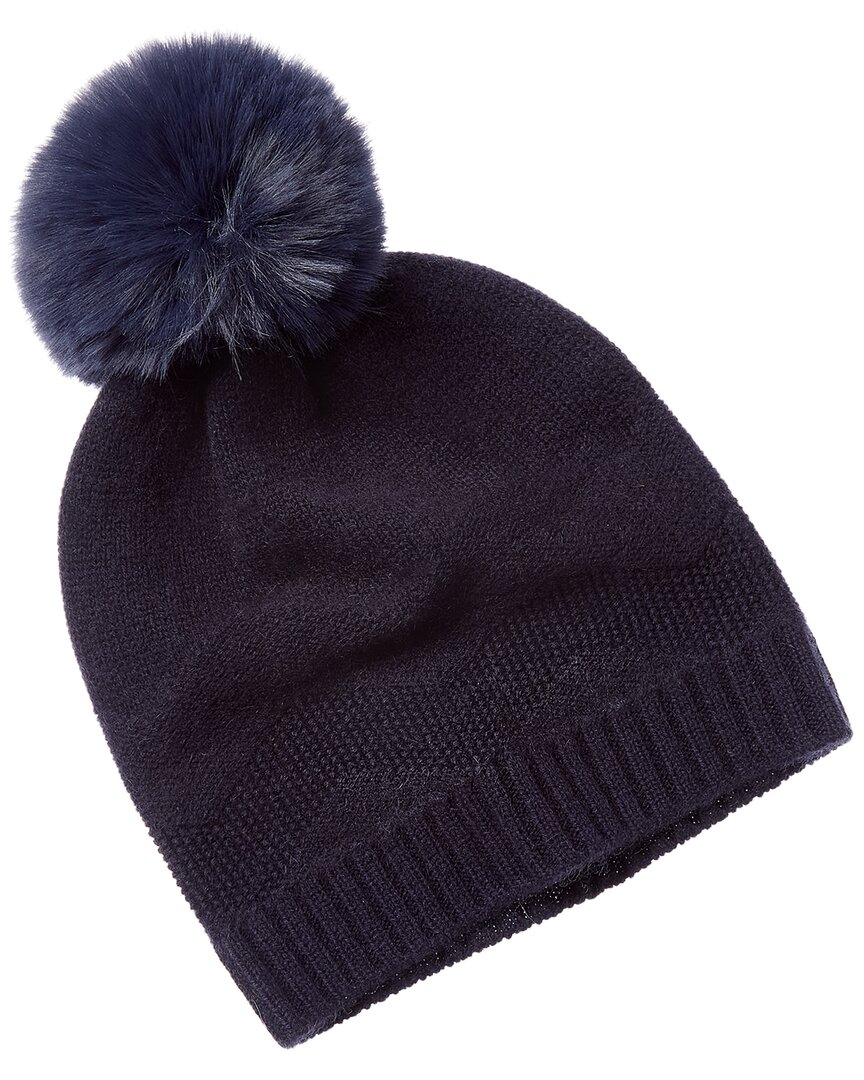 Phenix Zig-zag Texture Cashmere Beanie In Blue
