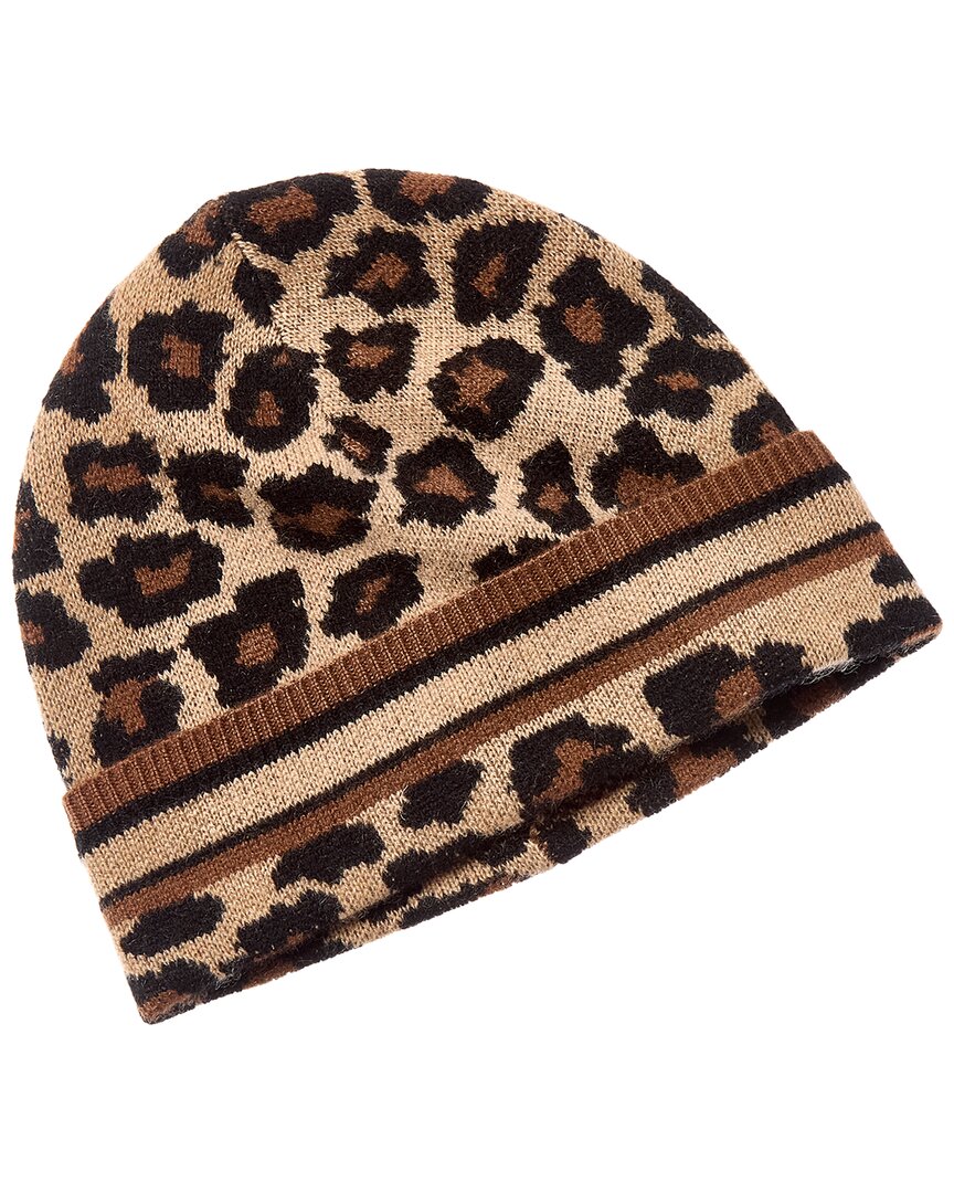 Phenix Leopard Cashmere Beanie In Brown