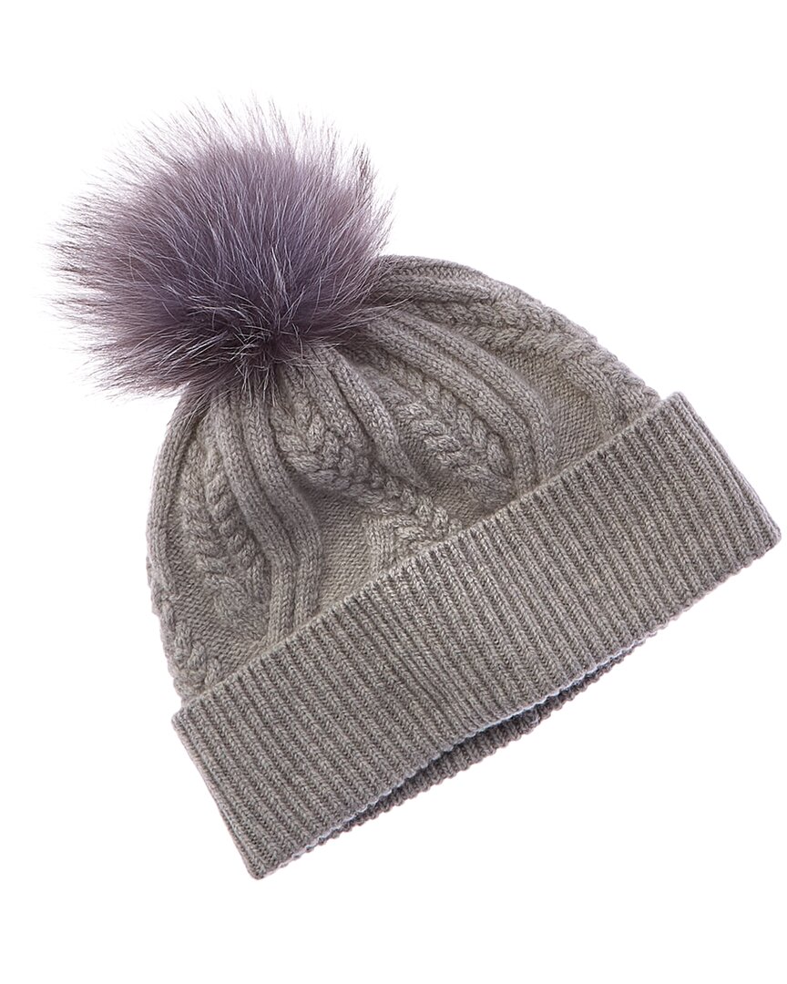 Amicale Cashmere Winding Cable Cuff Wool & Cashmere-blend Hat In Gray