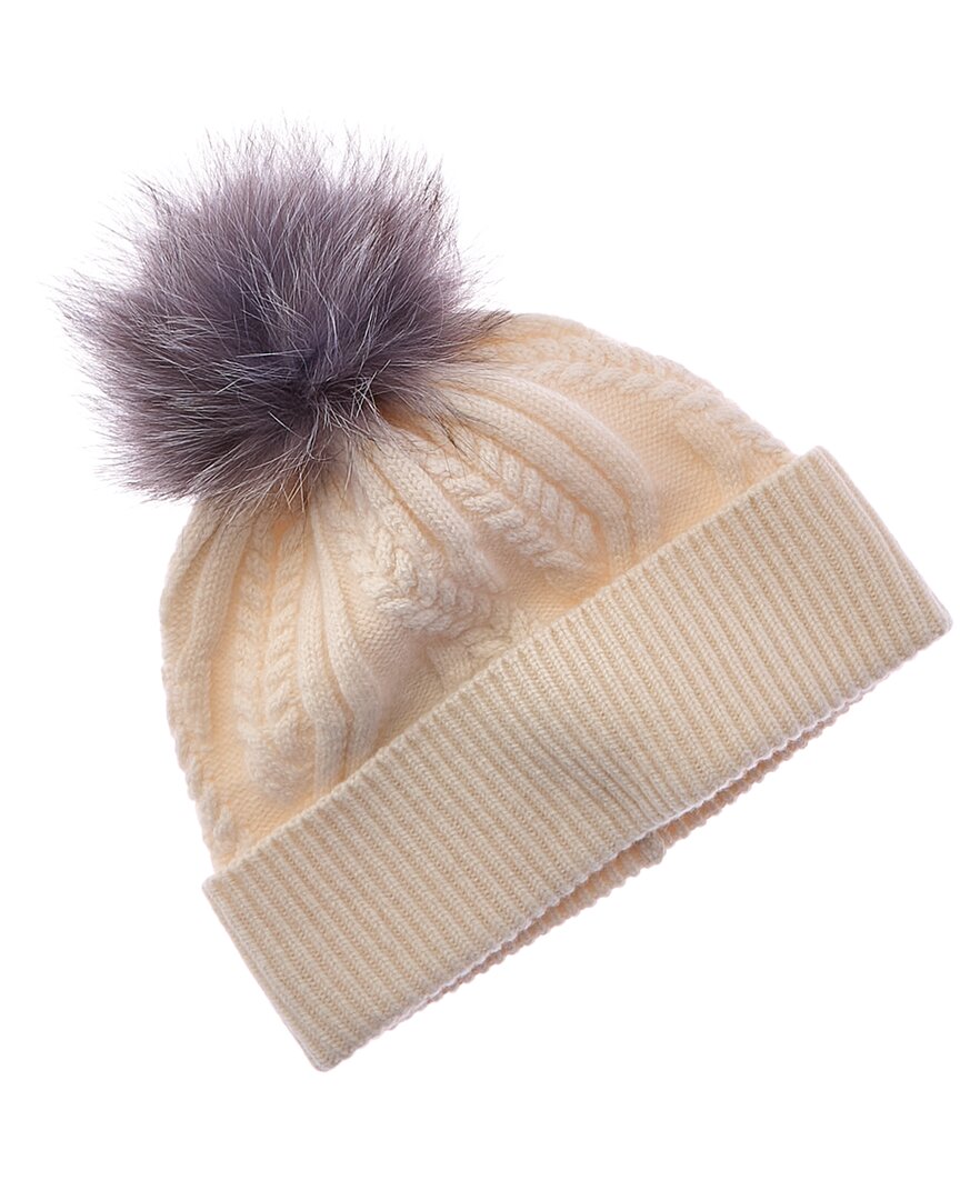 Amicale Cashmere Winding Cable Cuff Wool & Cashmere-blend Hat In White