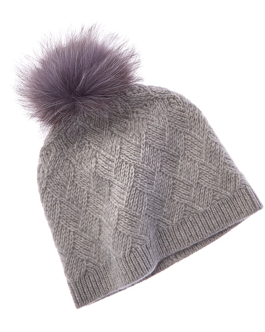 Amicale Cashmere Basketweave Cashmere Hat In Gray
