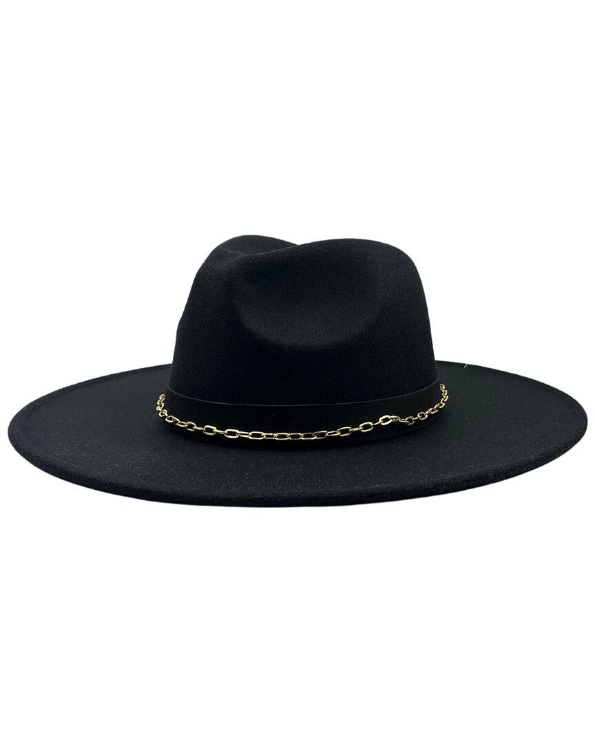 Marcus Adler Chain Trim Wool Blend Panama Hat In Black