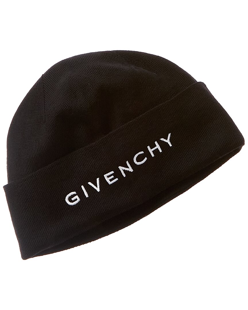 Givenchy Logo-embroidered Wool Beanie In Black