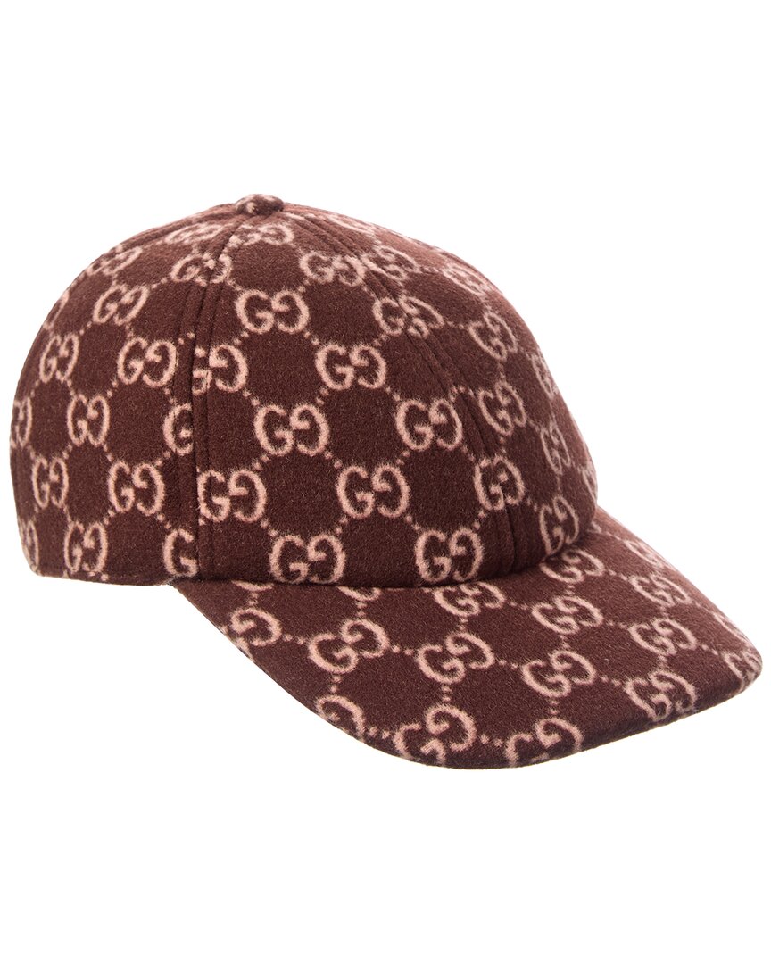 Gucci Gg Wool Baseball Cap In Brown