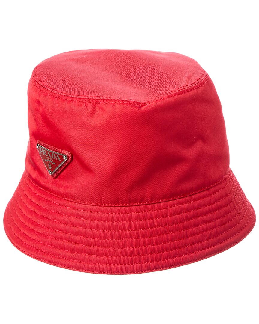 Prada Logo Bucket Hat In Red