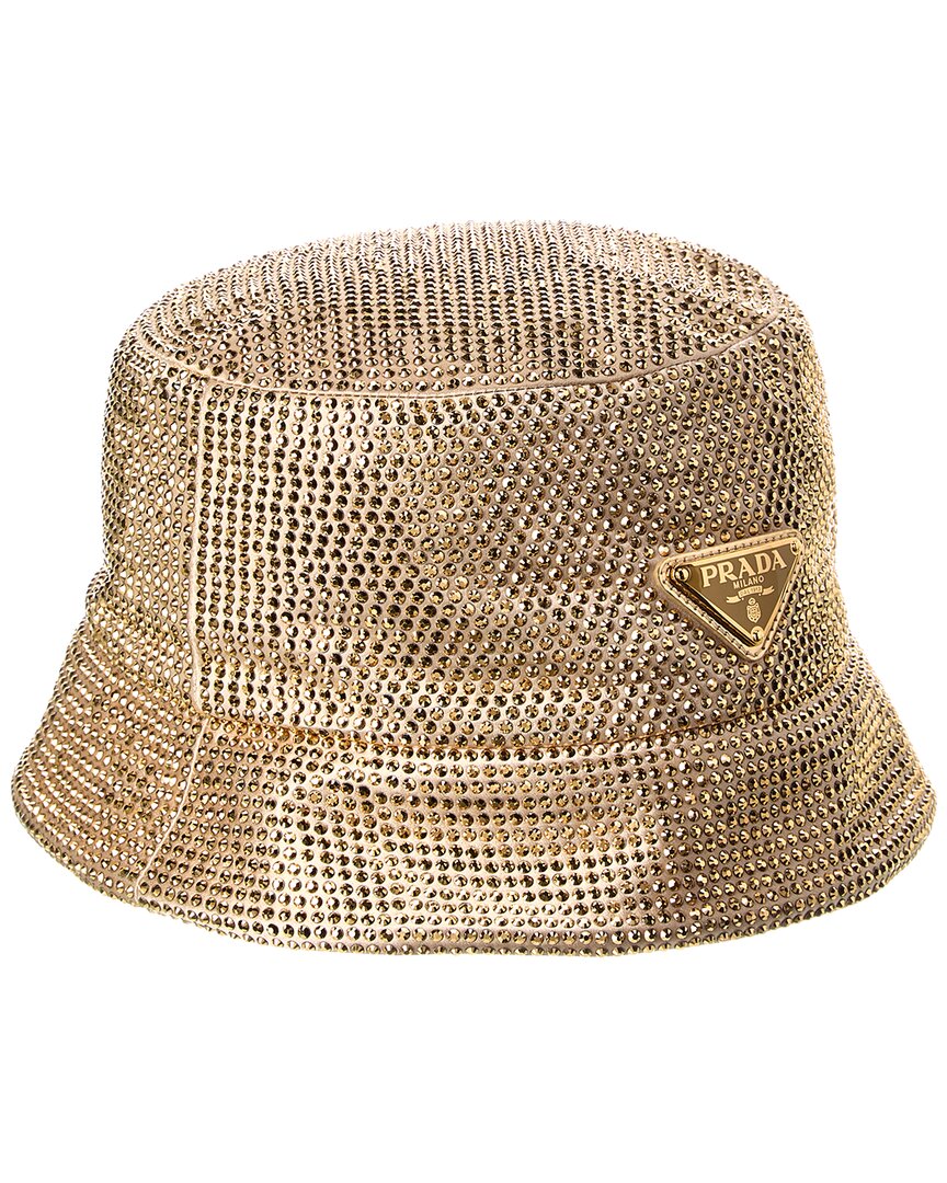 Prada Silk-blend Bucket Hat In Gold
