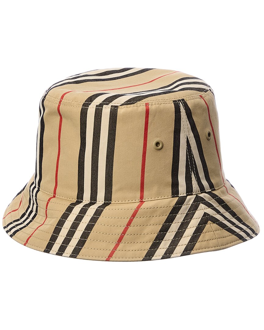Burberry Reversible Icon Stripe Bucket Hat In Beige