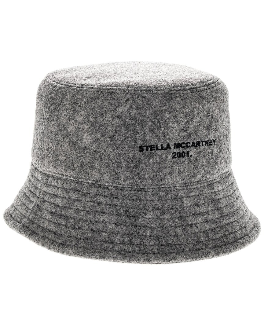 Shop Stella Mccartney Logo Bucket Polyester Hat In Grey