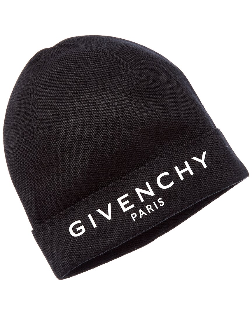 Givenchy Logo Ribbed Cashmere-blend Beanie In Black