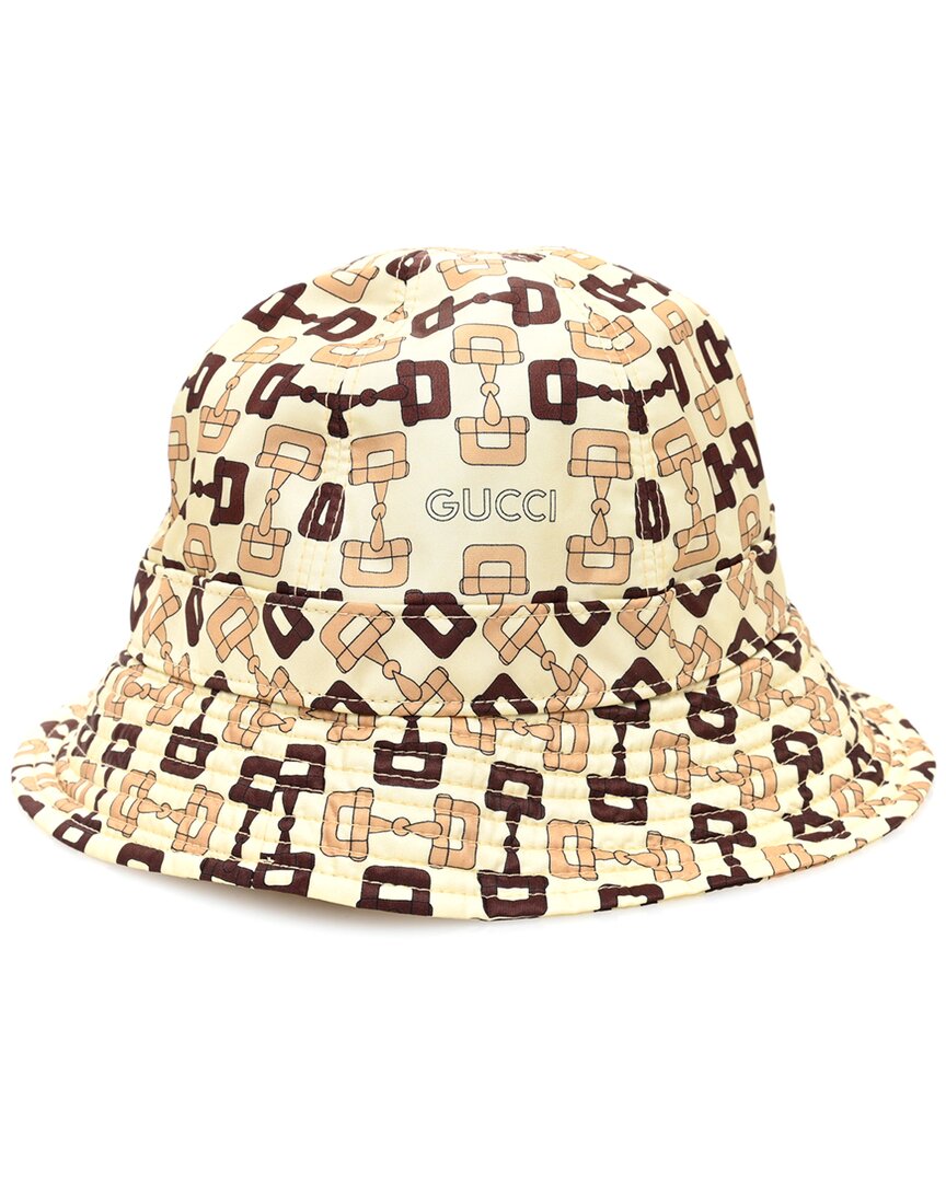 Gucci New Canvas Horsebit Alina Bucket Hat M (authentic Pre-loved) In Neutral