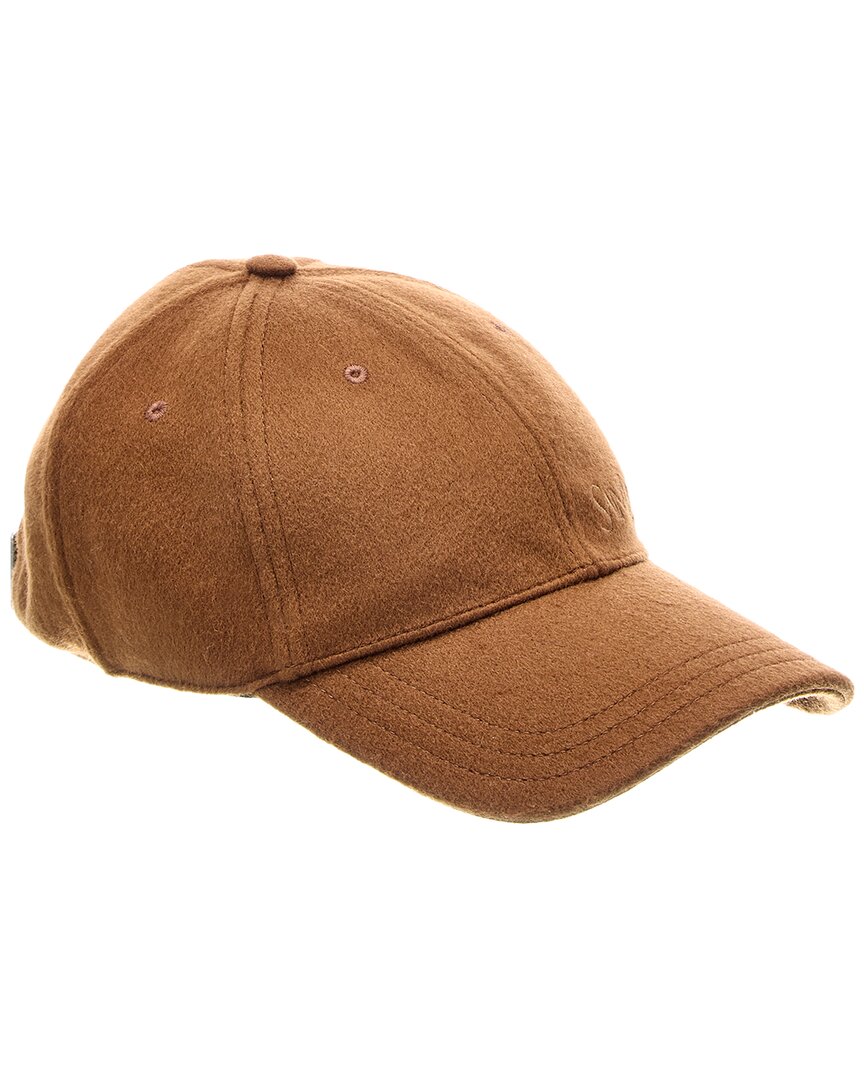 Saint Laurent Logo Cashmere Cap In Sand