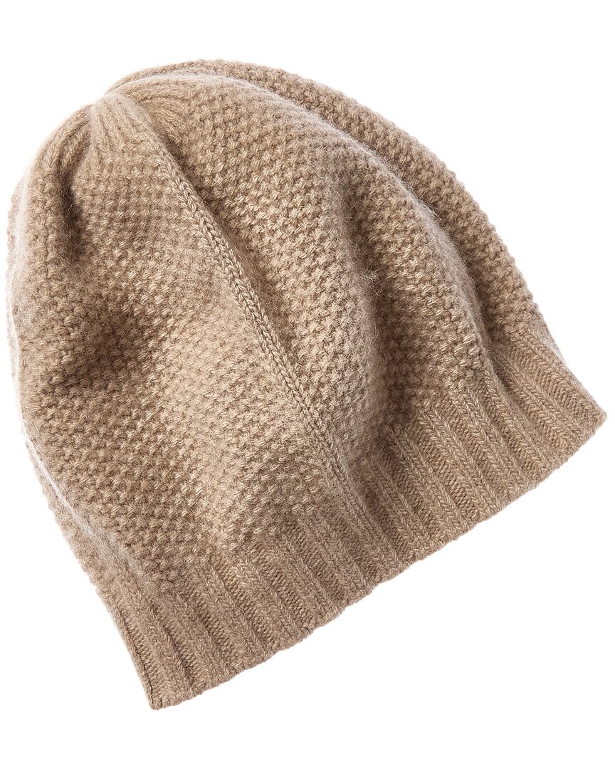 Portolano Slouchy Stitched Cashmere Hat In Brown