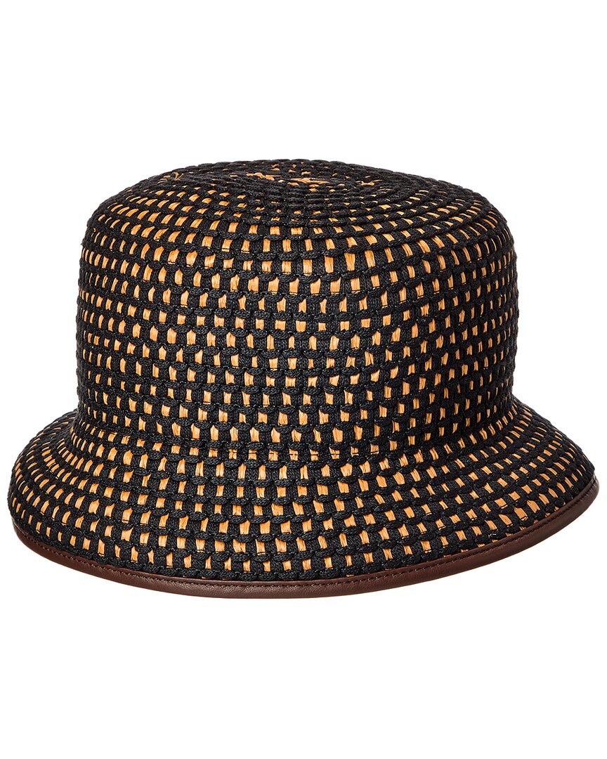 Max Mara Bacino Leather-trim Hat In Brown