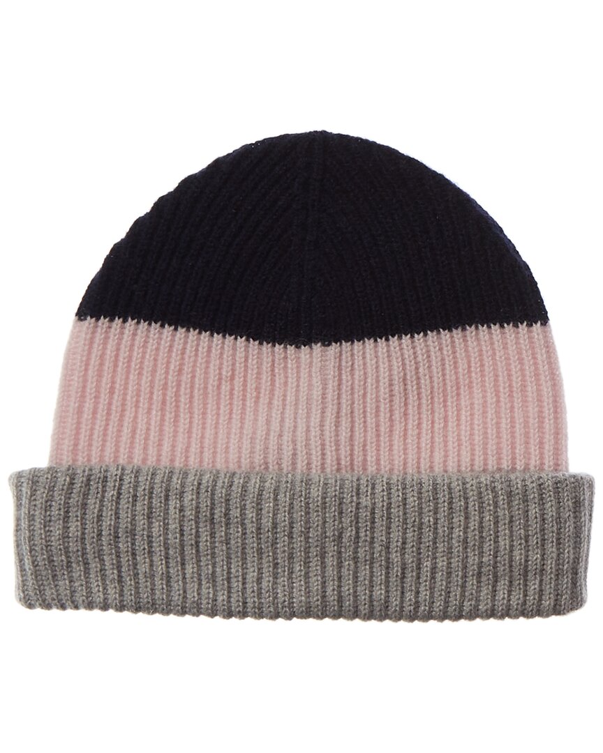 Image of Amicale Cashmere Chunky Cuff Colorblocked Cashmere Beanie
