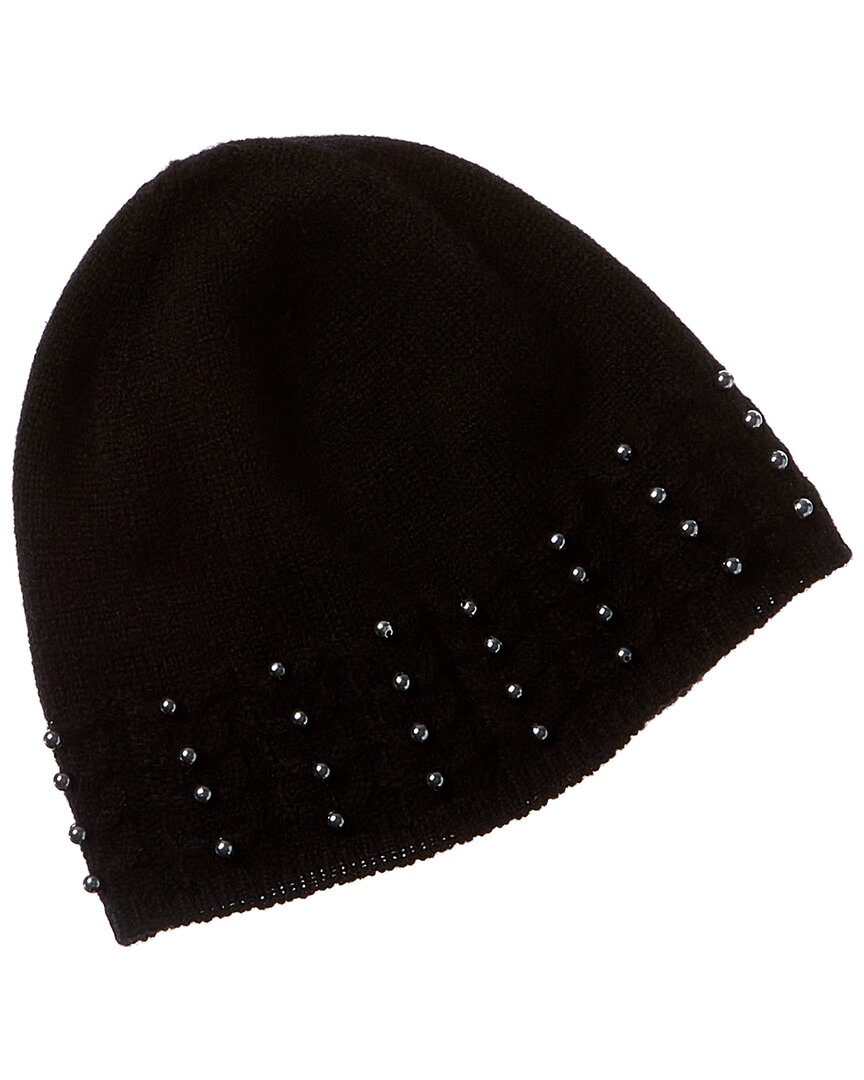 Shop Forte Cashmere Pearl Studded Cashmere Hat In Black