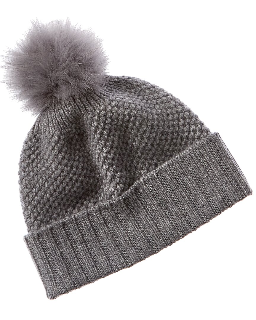 Shop Forte Cashmere Chunky Pompom Cashmere Hat In Grey