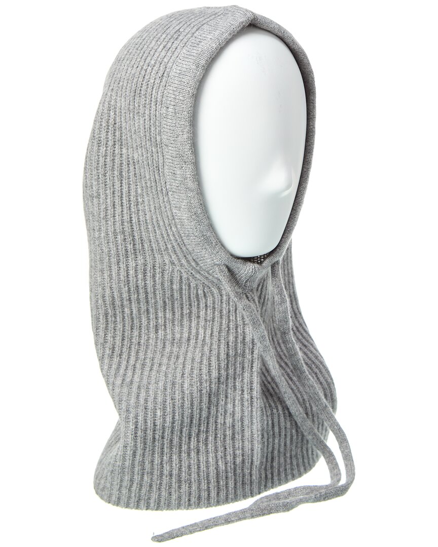 Amicale Cashmere Ribbed Knit Cashmere Hood Women's Grey