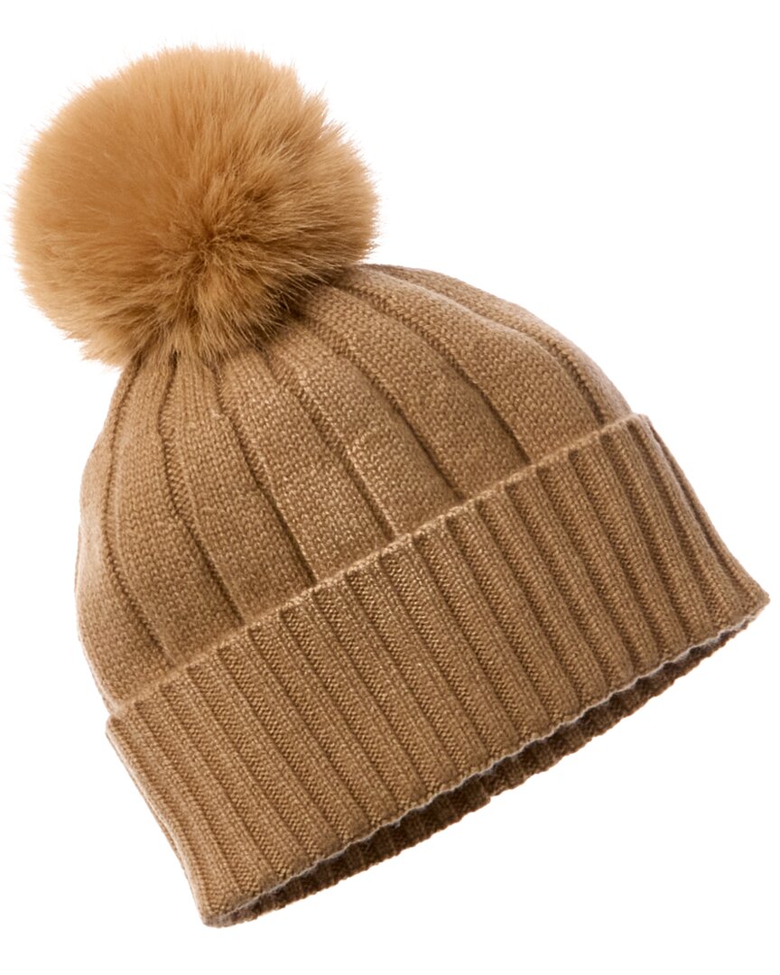 Shop Phenix Wide Rib Cuffed Cashmere Hat In Brown