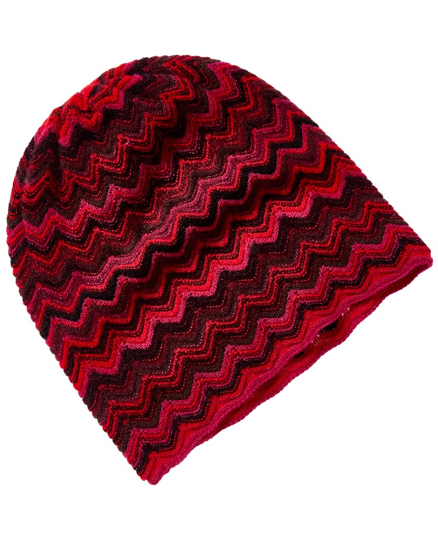 Forte Cashmere Zig Zag Stitch Cashmere Hat In Red