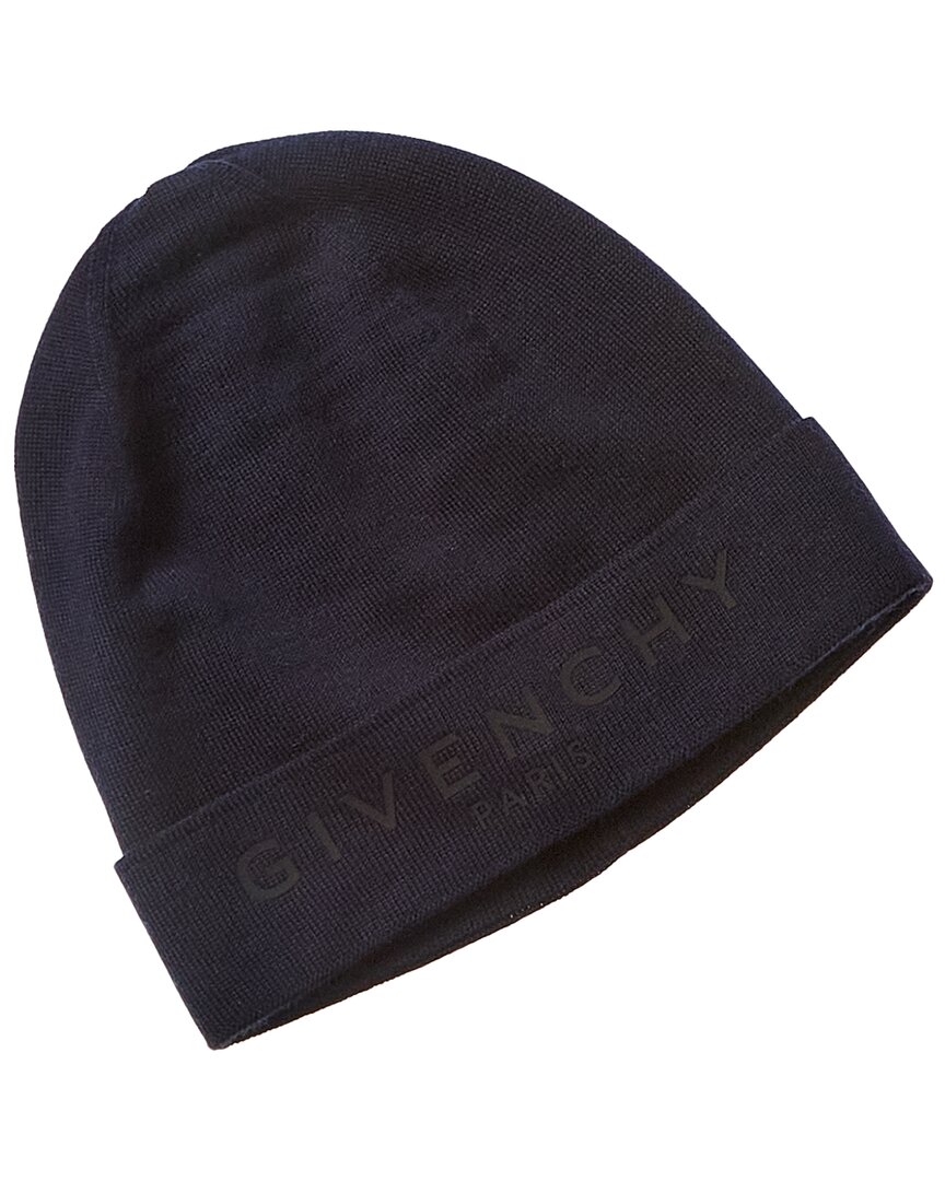 Givenchy Logo Cashmere-blend Beanie In Blue