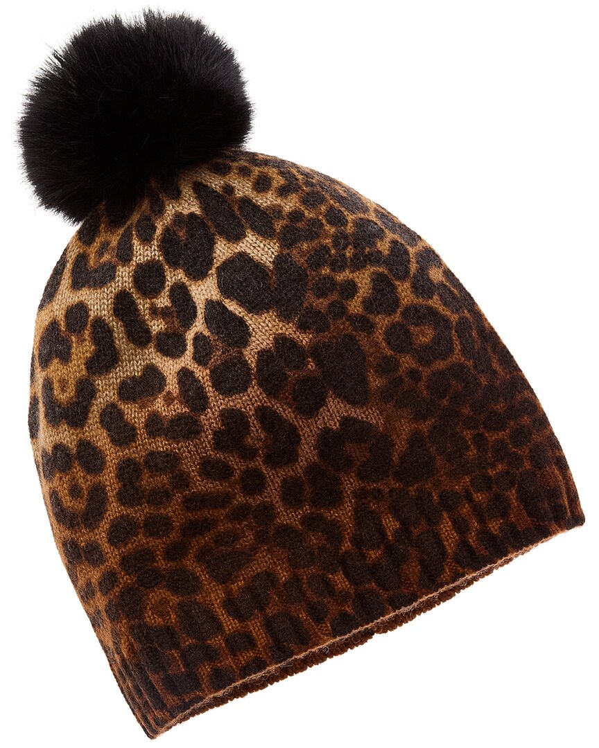 Sofia Cashmere Sofiacashmere Dip-dye Leopard Cashmere Hat In Animal Print