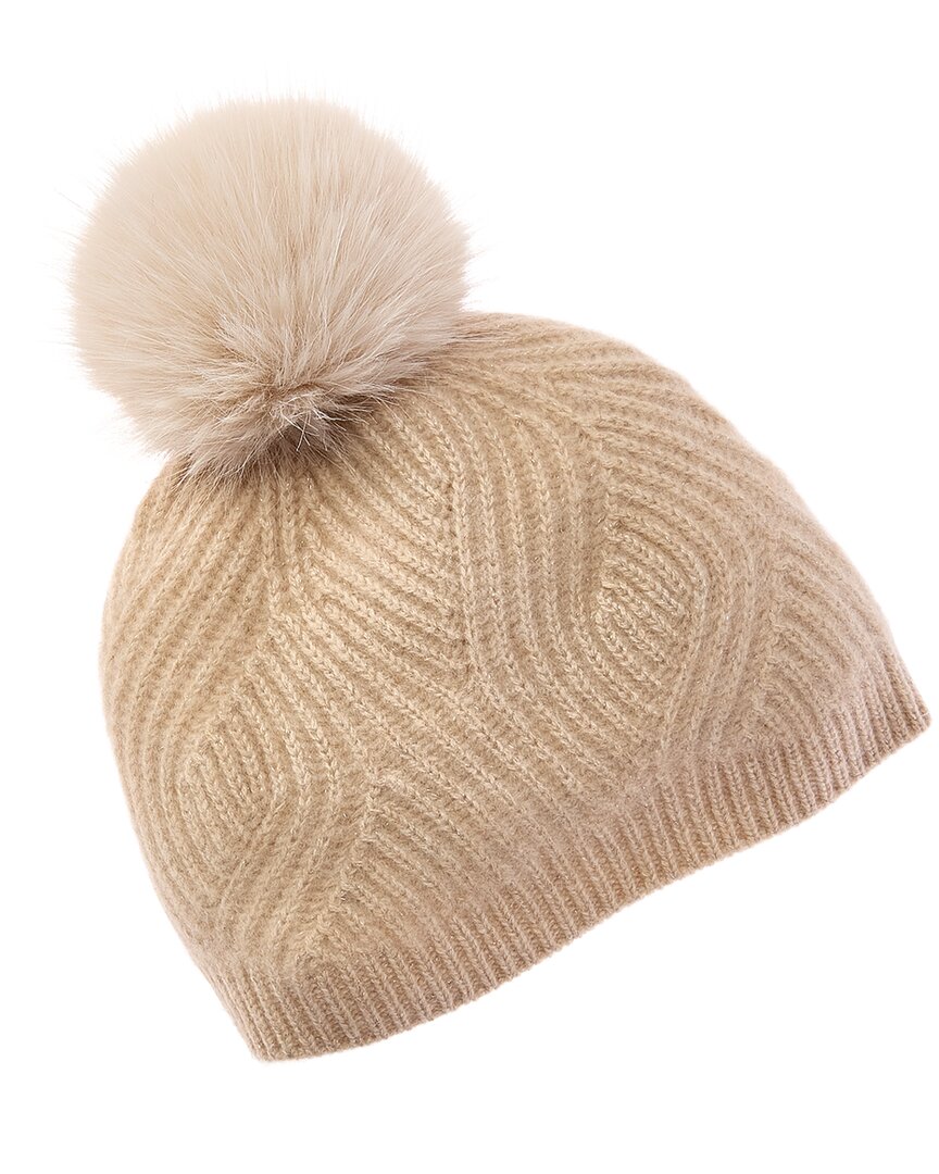 Sofia Cashmere Sofiacashmere Lurex Wave Rib Cashmere Hat In Neutral