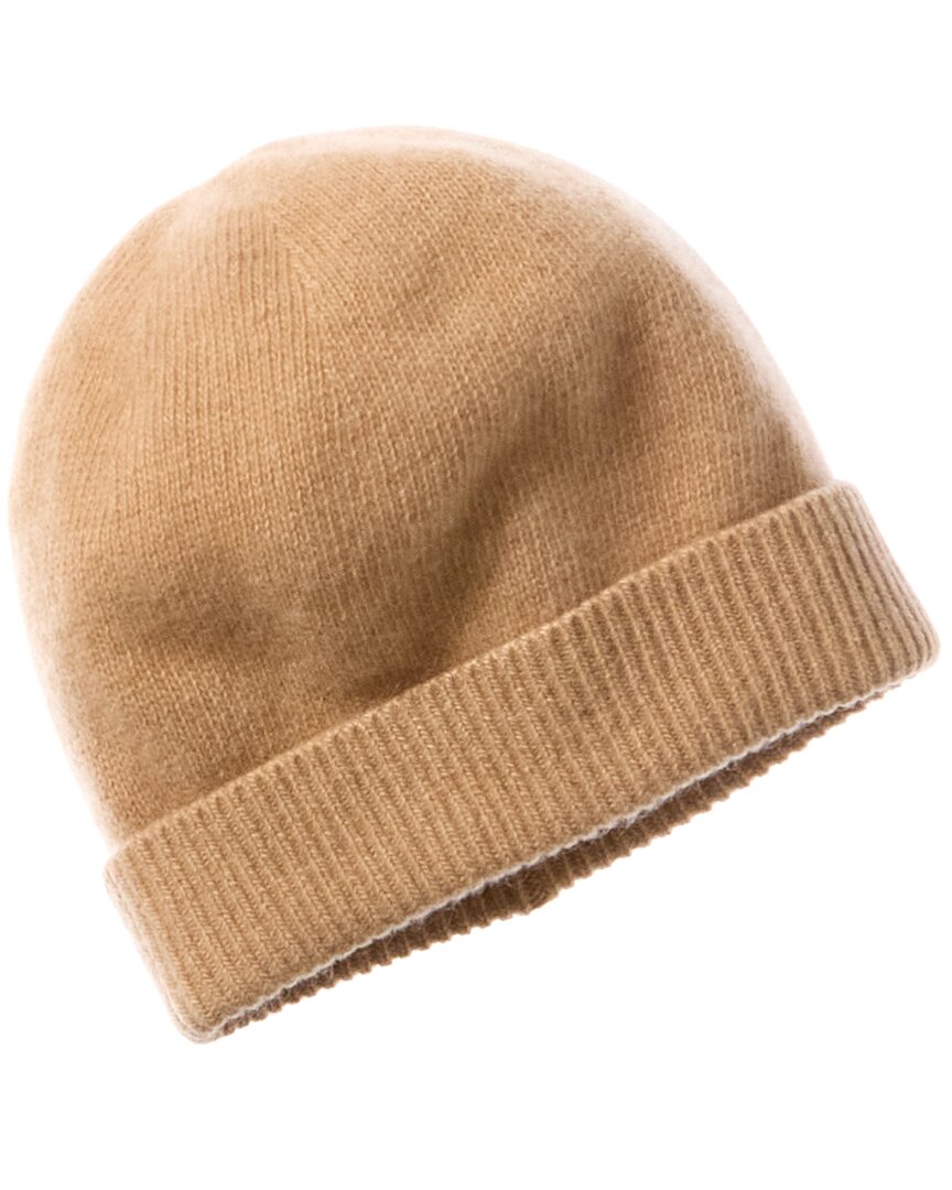 Shop Portolano Folded Cuff Cashmere Hat In Brown