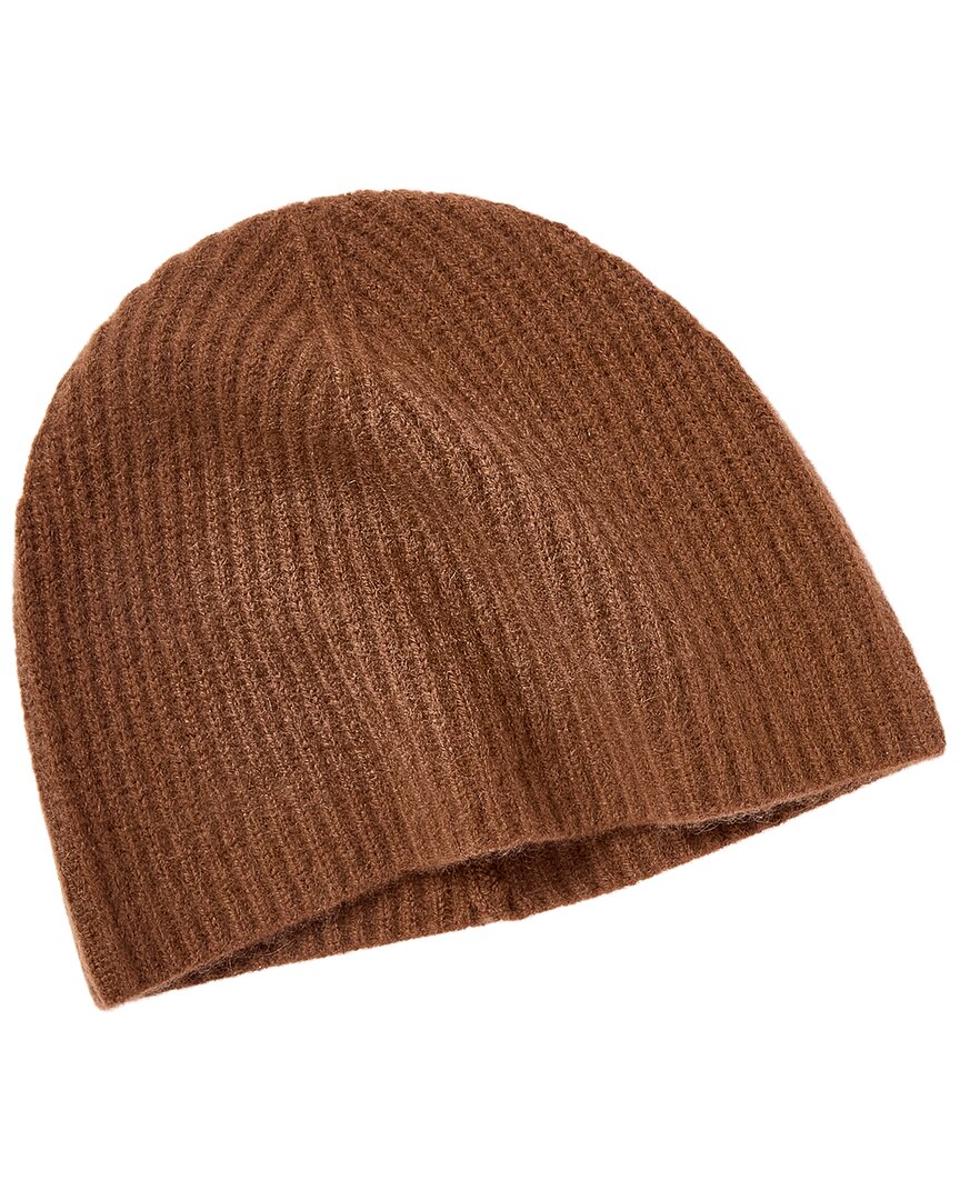 Phenix Rib Knit Cashmere Beanie In Brown