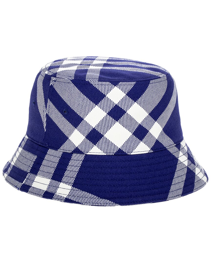 Shop Burberry Check Wool-blend Bucket Hat In Blue