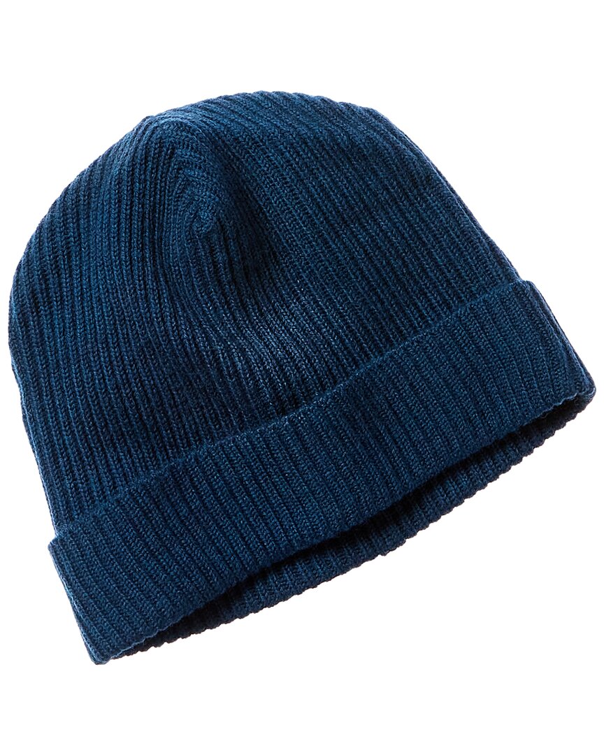 Portolano Folded Cuff Ribbed Wool Beanie In Blue