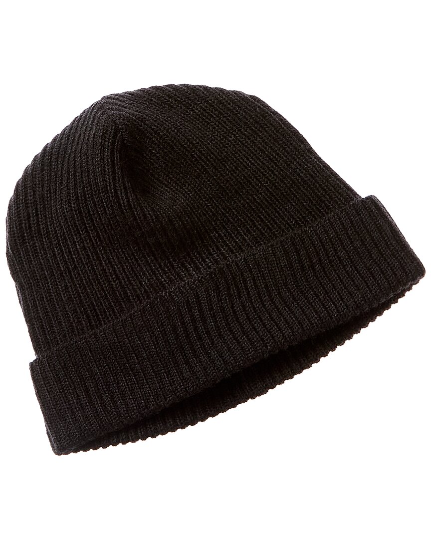 Portolano Folded Cuff Ribbed Wool Beanie In Grey