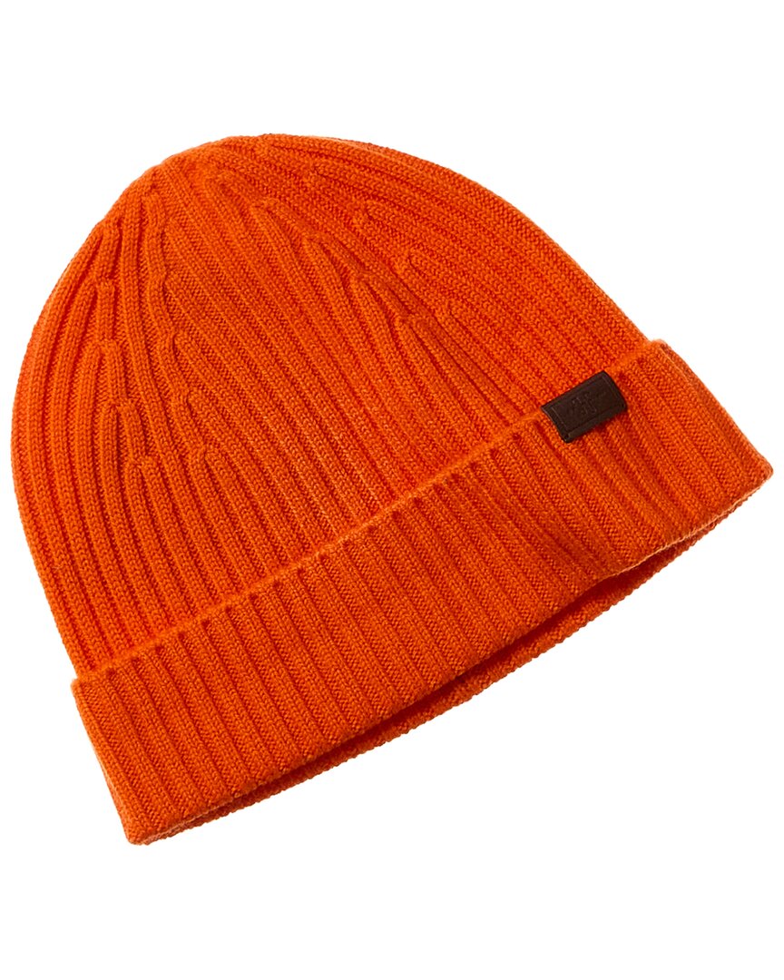 Hickey Freeman Rib Knit Wool Hat In Orange