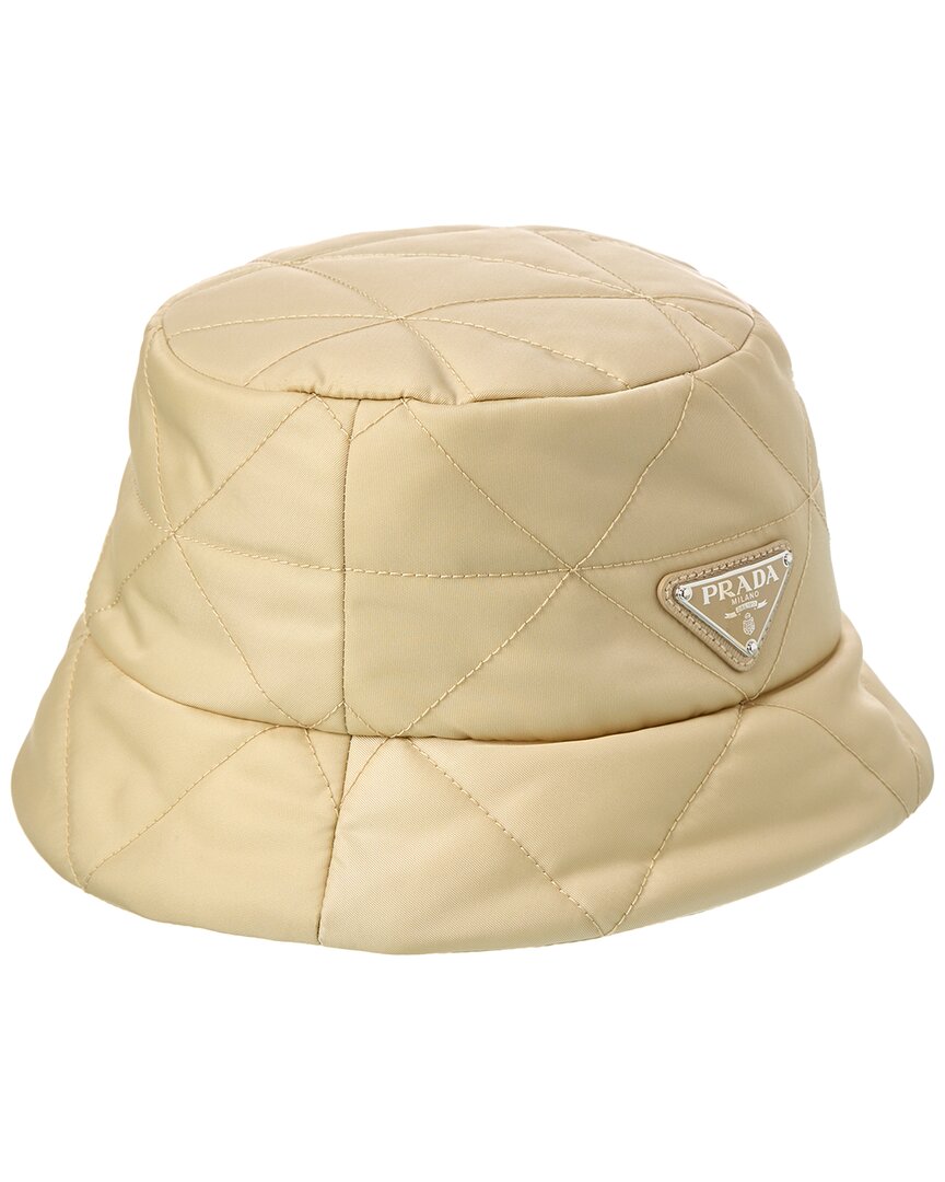 Shop Prada Logo Bucket Hat In Beige