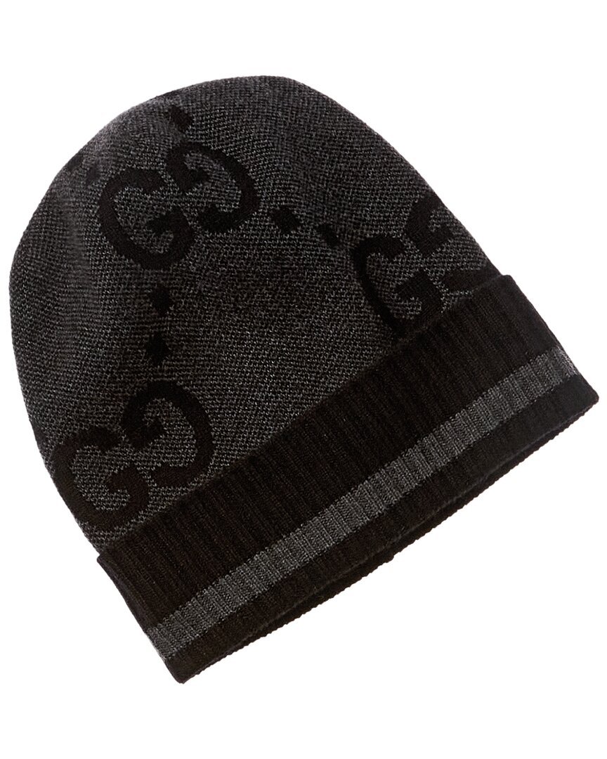 Shop Gucci Gg Knit Cashmere Hat In Grey
