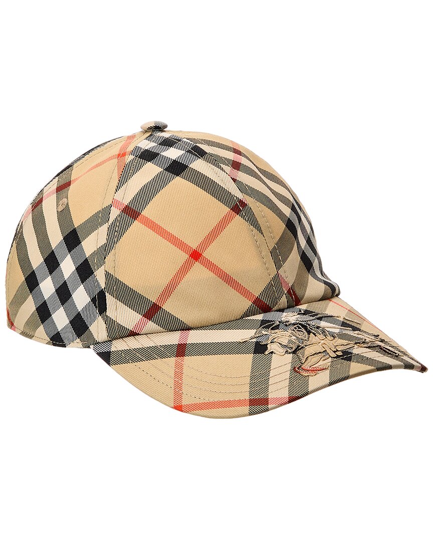 Burberry Equestrian Knight Patch Check Baseball Cap In Beige