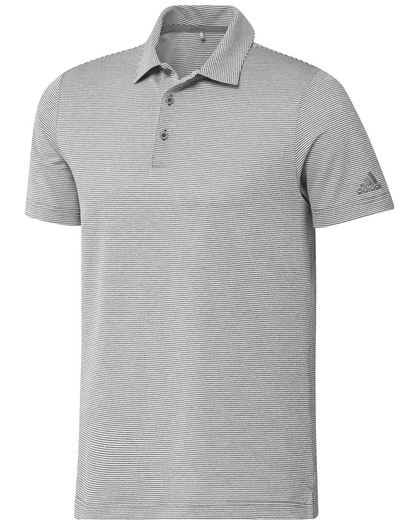 Adidas Golf Ottoman Stripe Polo Shirt In Grey