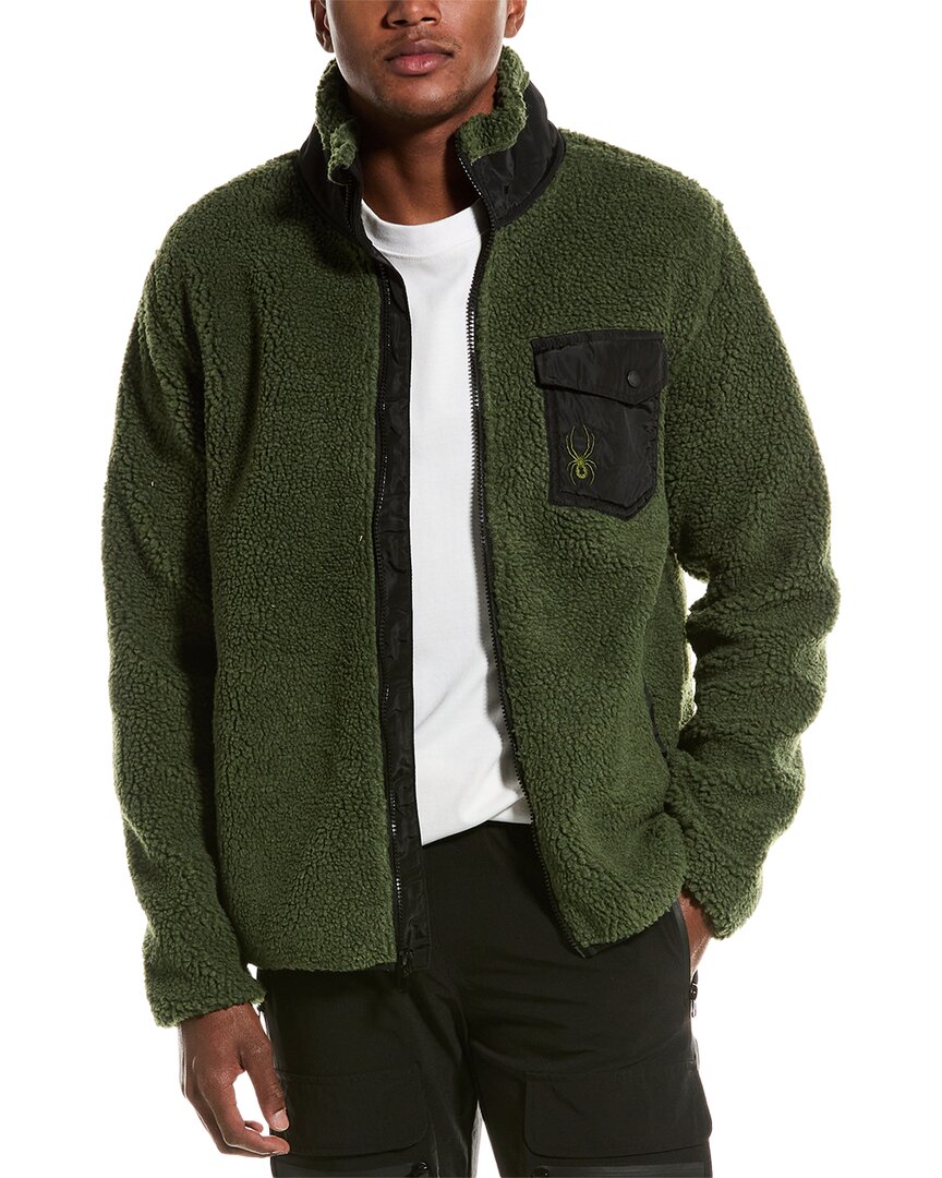 Spyder Teddy Fleece Jacket In Green