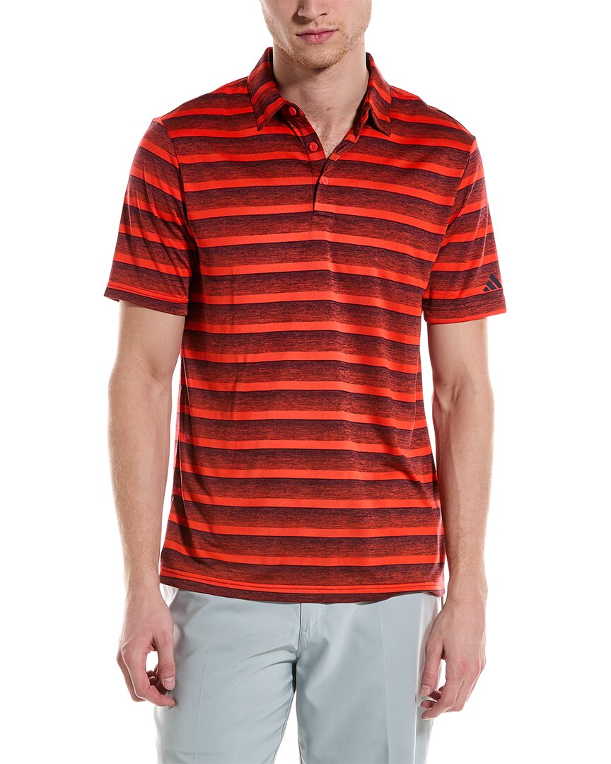 Shop Adidas Golf 2 Color Stripe Polo Shirt In Red