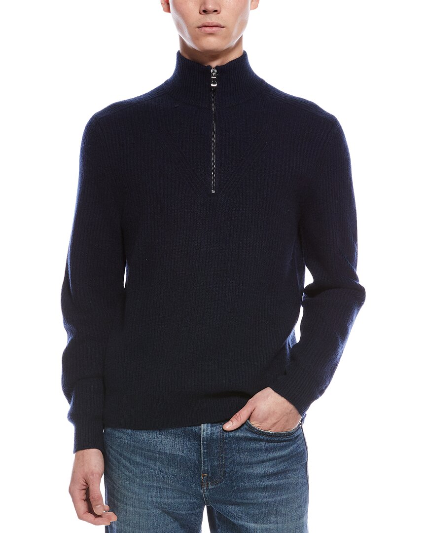 Bogner Rook Cashmere 1/4-zip Mock Neck Sweater In Black