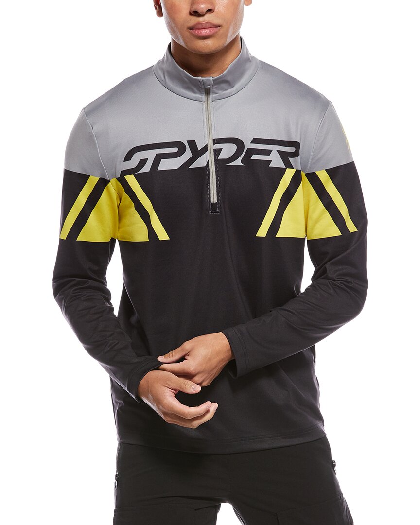 Spyder Podium 1/2-zip Mock Neck Baselayer Pullover In Black
