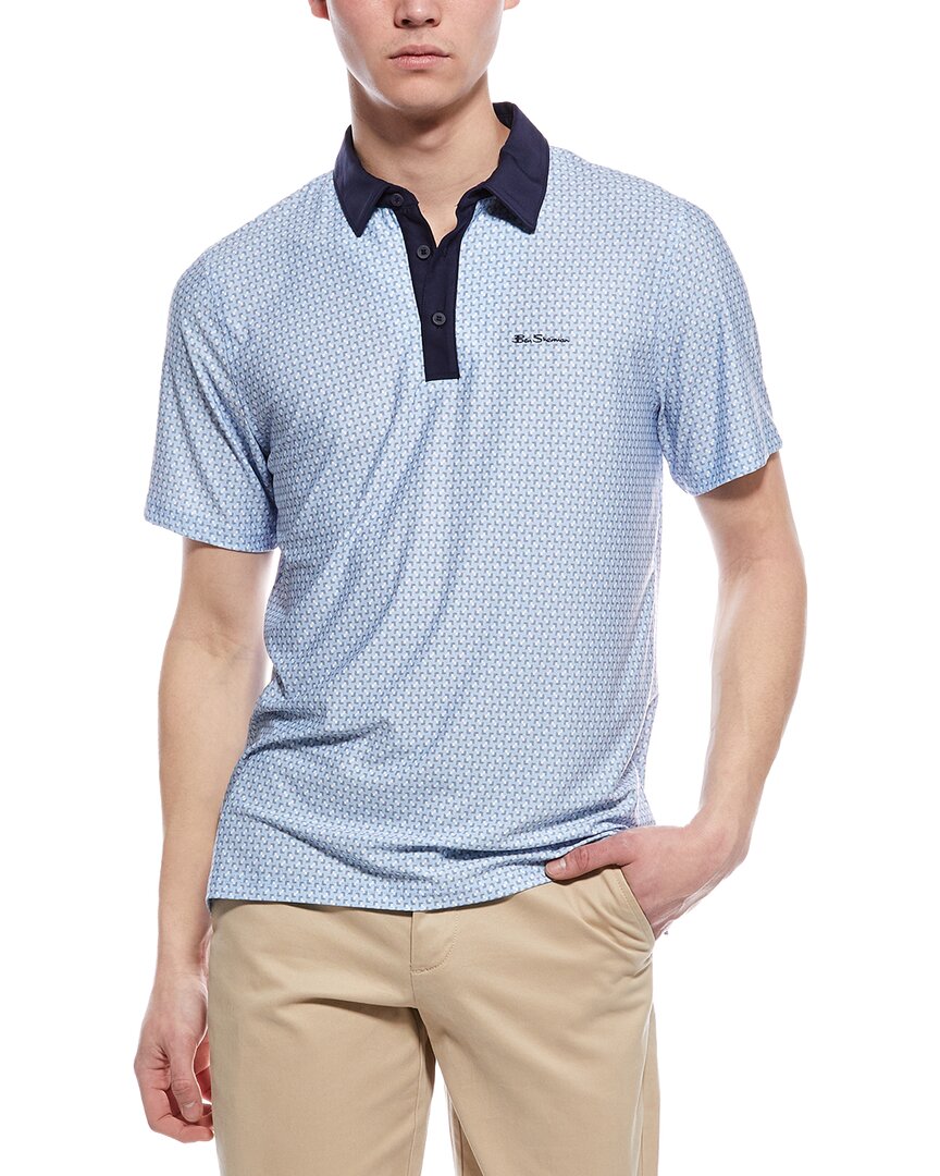 Ben Sherman Linear Sports Fit Polo Shirt In Blue