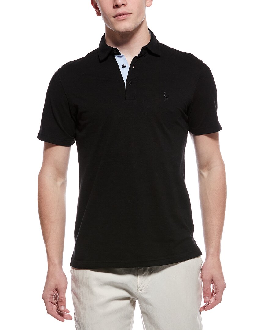 Tailorbyrd Slub Pique Polo In Black
