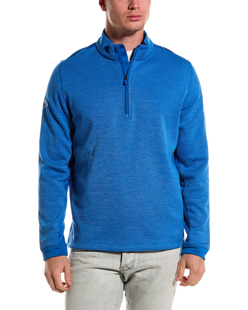 Shop Callaway Mid-weight Hex 1/4-zip Pullover In Blue