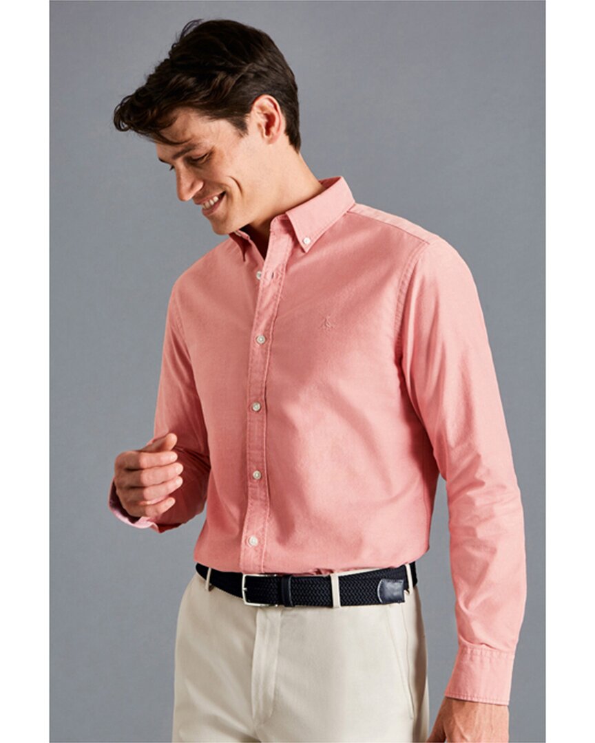 Shop Charles Tyrwhitt Plain Slim Fit Button-down Washed Oxford Shirt