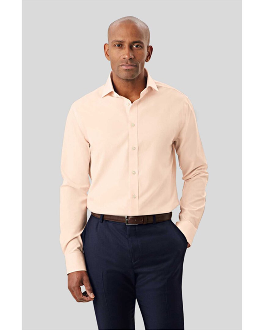 Shop Charles Tyrwhitt Non-iron Poplin Slim Fit Shirt In Orange