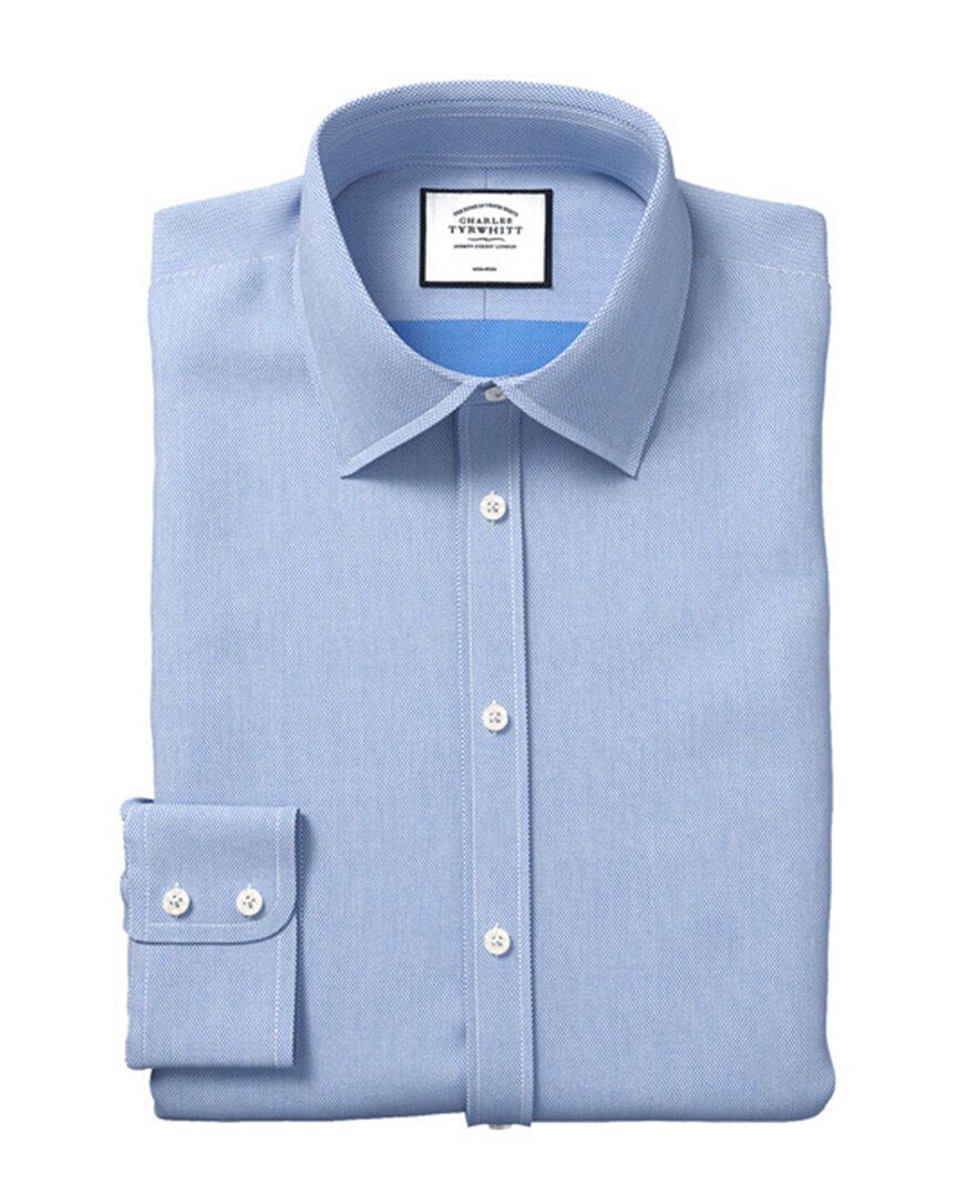 Shop Charles Tyrwhitt Non-iron Micro Diamond Classic Fit Shirt In Blue