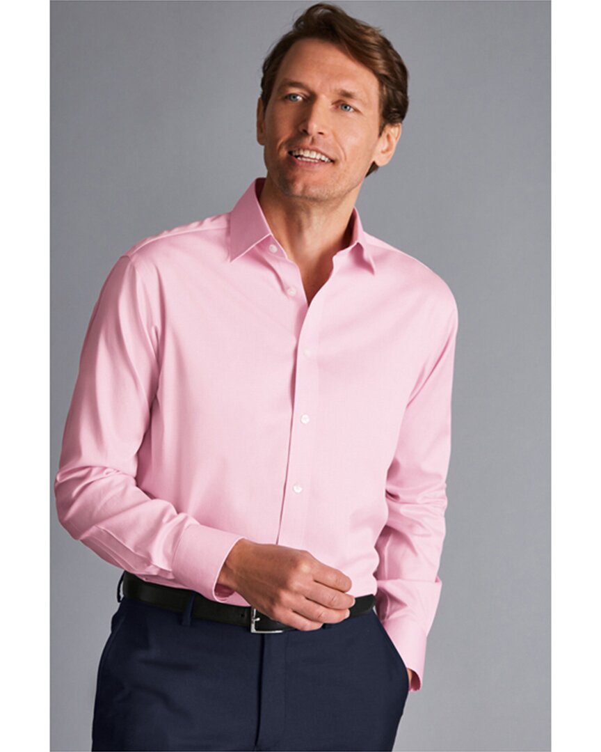 Shop Charles Tyrwhitt Non-iron Puppytooth Shirt In Pink