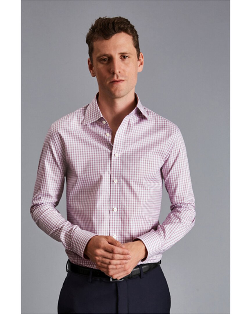 Shop Charles Tyrwhitt Slim Fit Egyptian Poplin Check Shirt In Pink